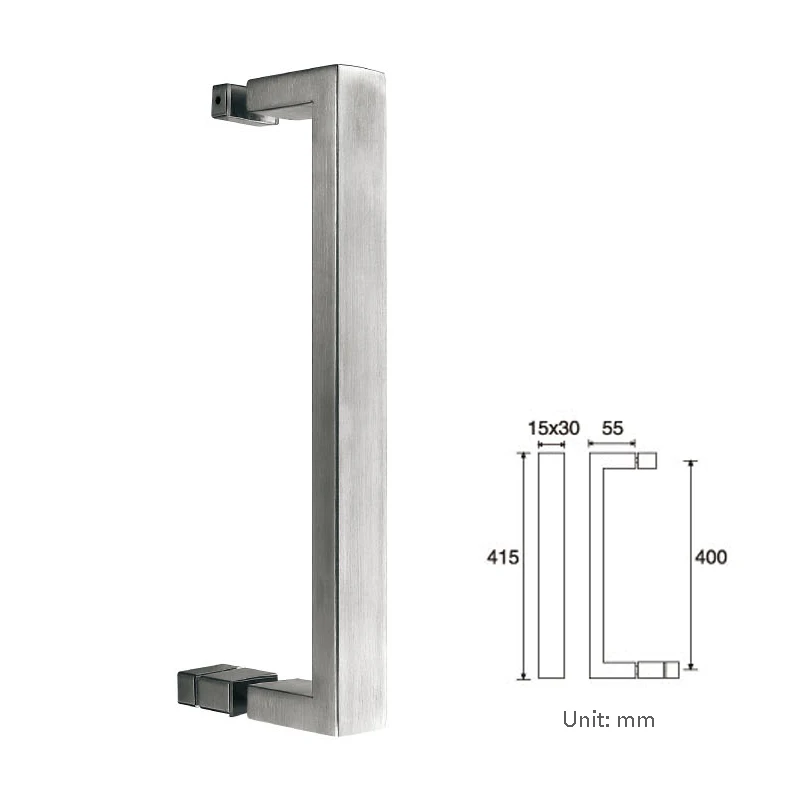 Стеклянные дверные ручки для ванной комнаты PA-614-30* 15*415 мм