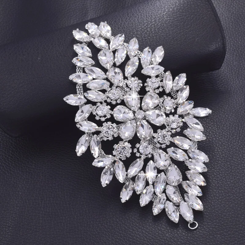 strass glass rhinestone patch applique for wedding dress (1)