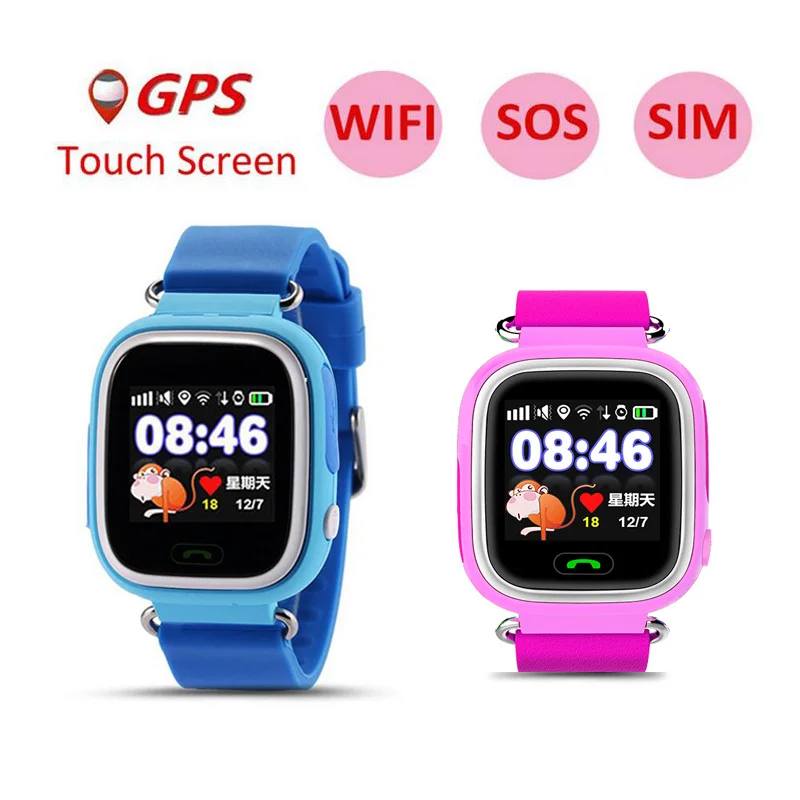 

Q90 GPS WIFI SOS Smart Watch Touch Screen Children Call Phone Kids Smart Wrist Watch 1.22 Inch Color SmartWatch PK Q80 Q50 Q60