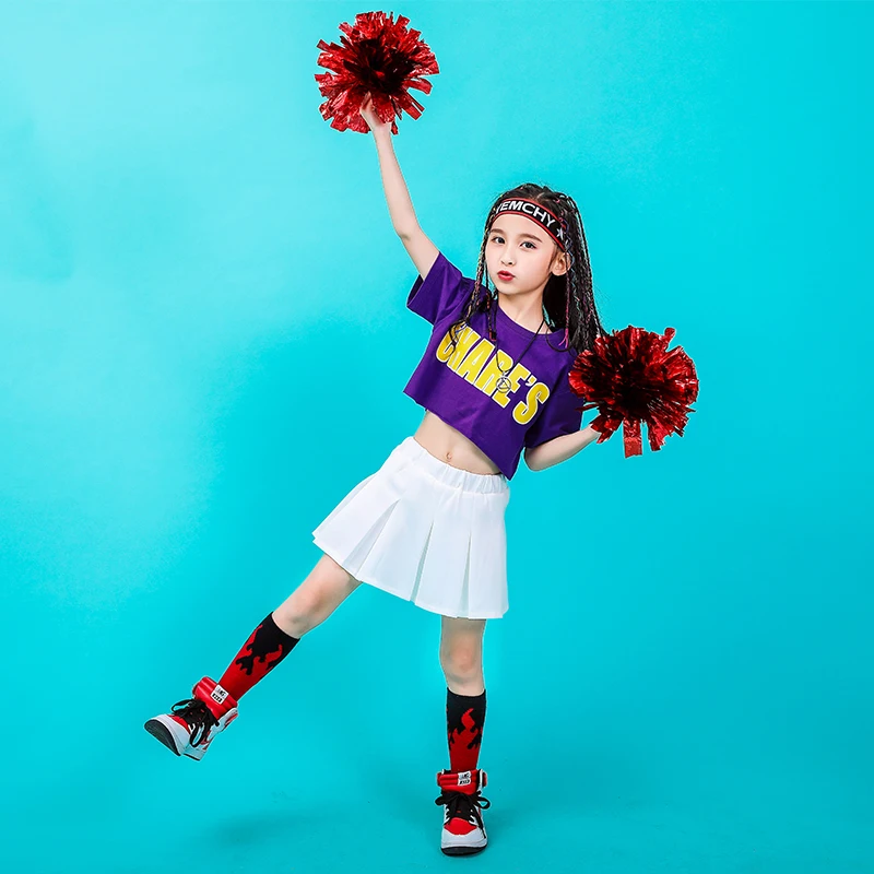 Summer baby girls clothing set Cotton cheerleader costume kids hip hop dance costumes kids toddler girl clothes 130 140 150 160 (2)