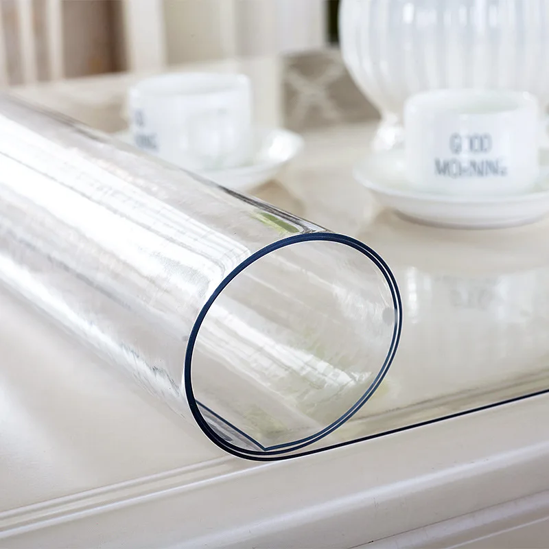 IHAD PVC Waterproof Tablecloth Transparent with Pattern Kitchen Table Cover Oilproof Cloth Soft Glossy Glass Tablecloth 1.0 mm
