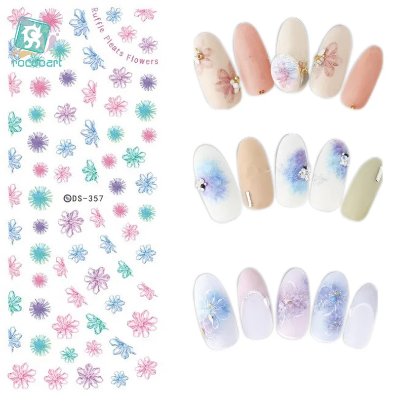 

Rocooart DS357 Water Transfer Nails Art Sticker Dreaming Colorful Flying Flowers Nail Wrap Sticker Manicura stickers for Nail