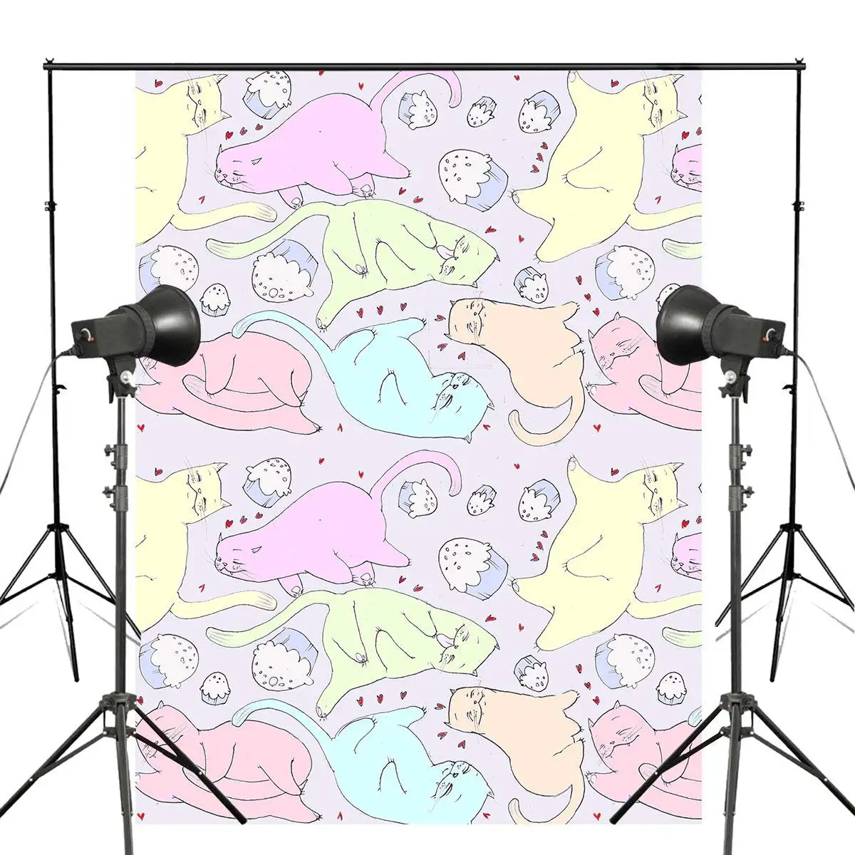 

5x7ft Lovely Cat Pattern Photography Backdrops Kids Photo Studio Backdrop Children Photography Background Wall