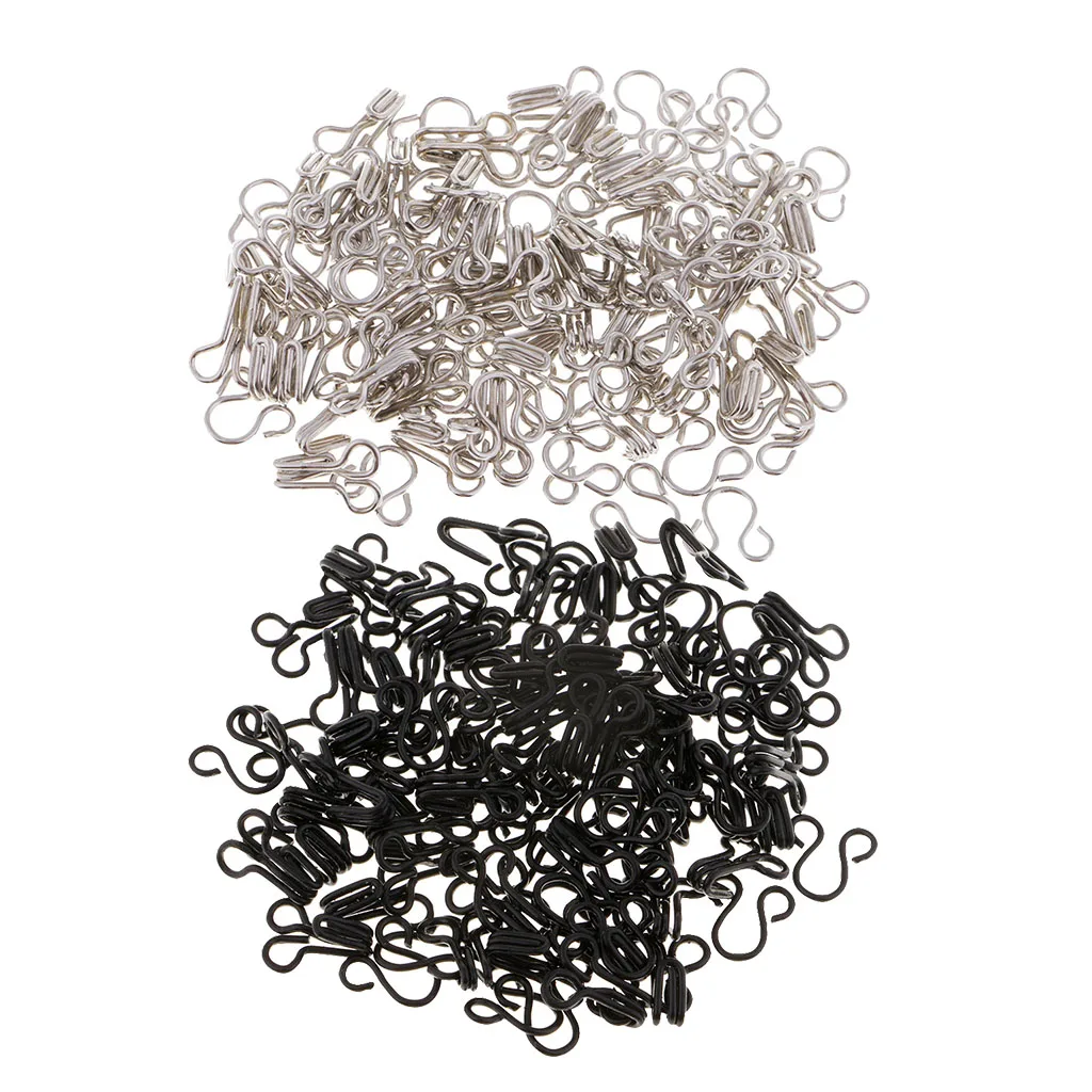 50 Sets Silver Black Metal Hook and Eye Closure Sewing Fasteners for Fur Dress Skirt Collar Bra Sew