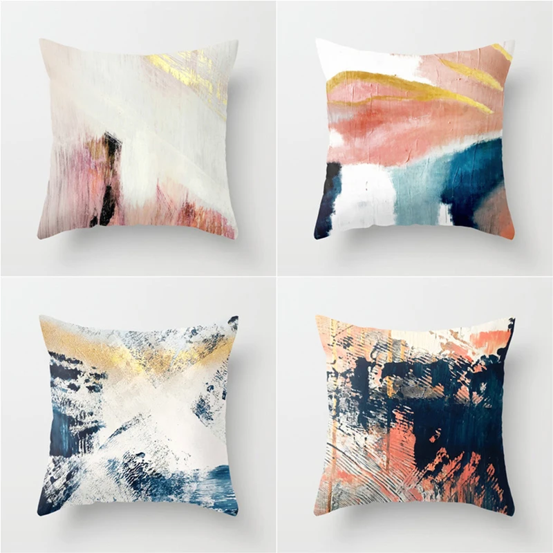 

2019 Painted Pattern Art Cushion Cover 45x45cm Cotton Linen Abstractism Home Decorative Throw Pillow Cover for Sofa Car Bedroom