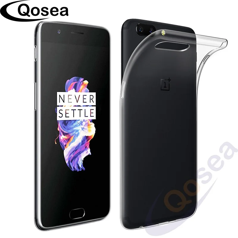 

Qosea For Oneplus 5 A5000 Phone Case Transparent Silicone Ultra-thin Soft Clear TPU For One plus 5 Oneplus 5T Protective Cover