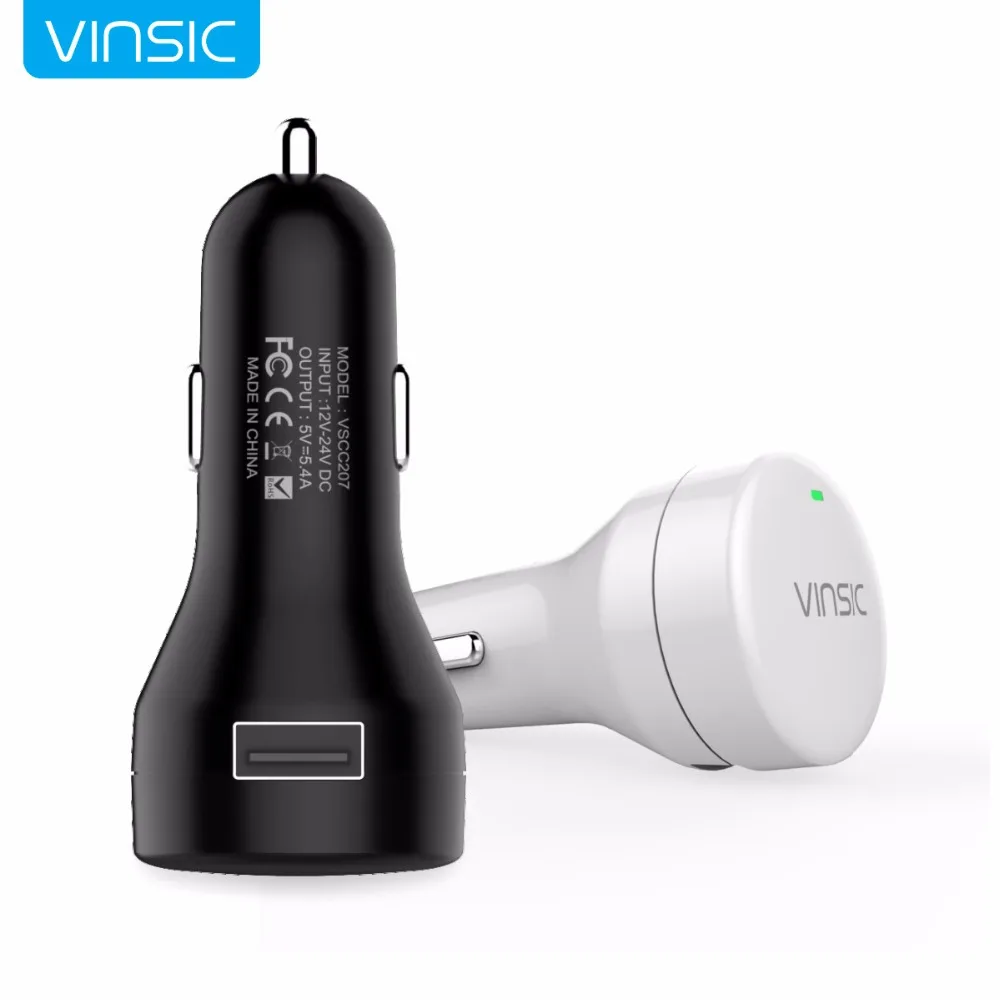 Vinsic نوع-C شاحن سيارة المزدوج منافذ 5 فولت/5.4A/27 واط الذكية USB شاحن سيارة ل ماك بوك 12 \