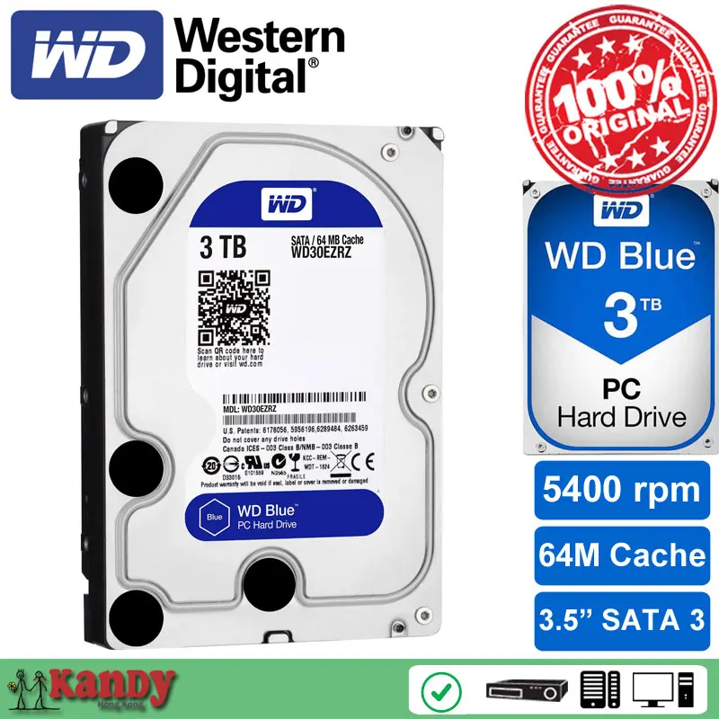 Western Digital WD Blue 3TB hdd sata 3 5 disco duro interno internal hard disk font