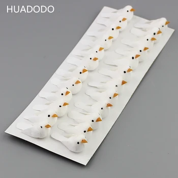 

HUADODO 24pcs Mini white Foam Artificial Birds For Miniature Garden Home scrapbooking Christmas Decoration