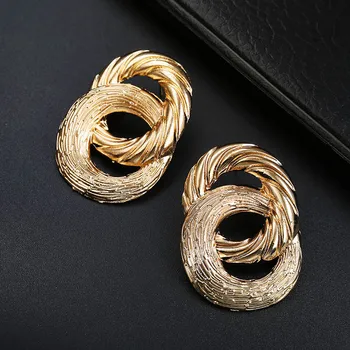 

New exaggerated Big Stud Earrings for Women Circle Round Alloy Earrings Wedding Party Gift