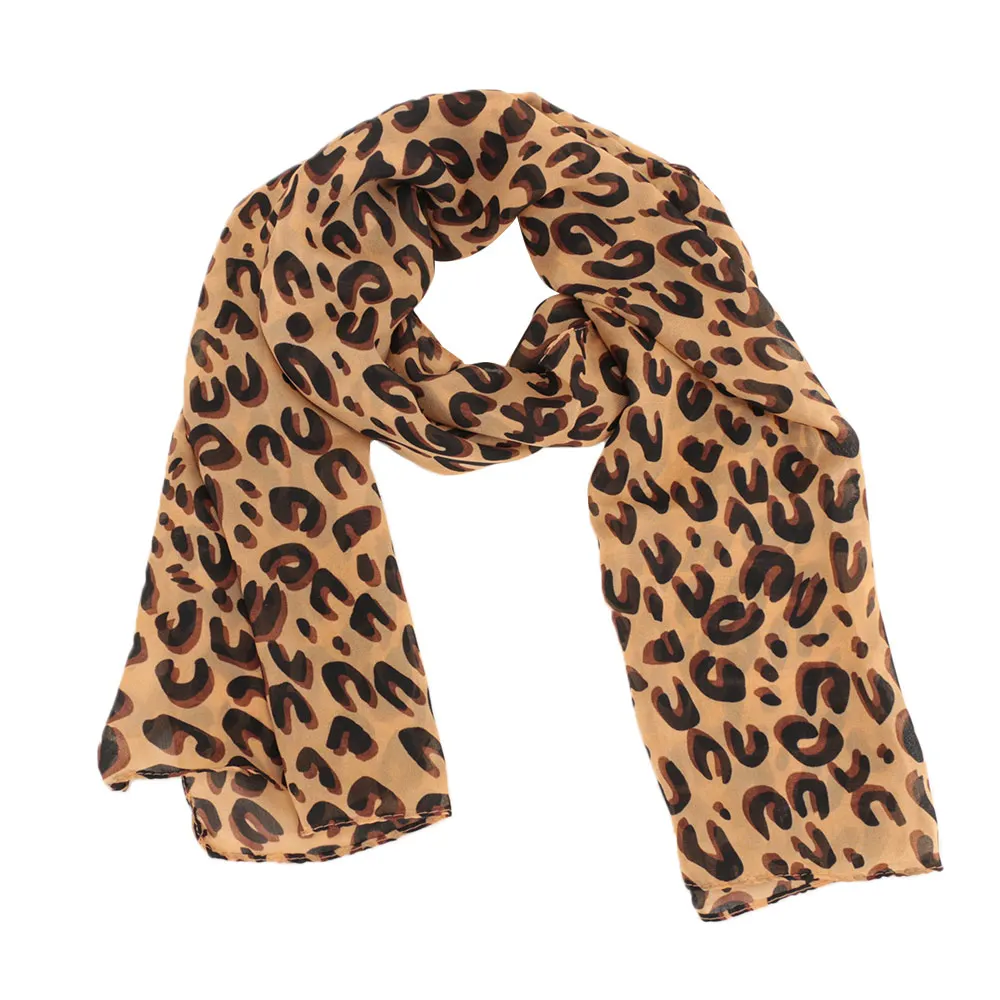 1pcs Long Leopard Print Scarves Emulation Silk Scarf Shawl To Keep Warm