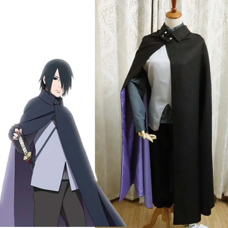 

Japanese Anime Boruto Naruto Uchiha Sasuke Cosplay Costume Halloween Carnival Uniform Custom Made Trench+Vest+Shirt+Pants+Gloves