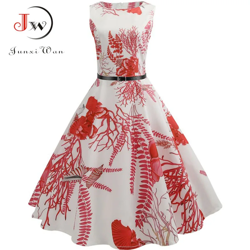 Summer Dress Women 50s 60s Rockabilly Vintage Dress A-Line Party Dresses With Belt Robe femme Casual Plus Size Dress Summer Dress Women 50s 60s Rockabilly Vintage Dress A-Line Party Dresses With Belt Robe femme Casual Plus Size Dress