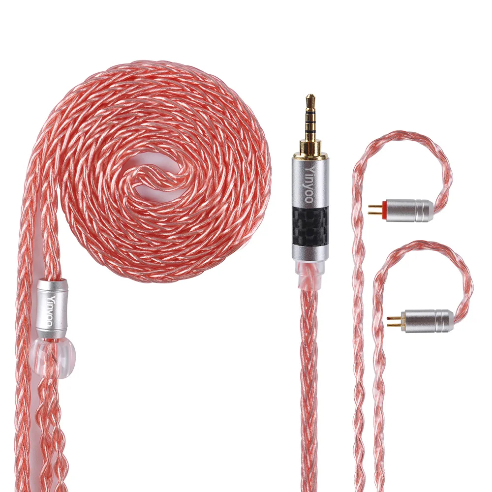 

AK Newest Yinyoo 8 core Pure Copper Silver plated 3.5/4.4/2.5mm Balanced MMCX/2Pin Connector Earphone Earbud Cable For KZ TRN