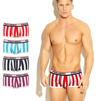 

Dynamic yarn-dyed Stripes Underwear for Men Cool Cotton Underpants Summer Beach Shorts Panties Fat guy Male Boyshorts Boxers