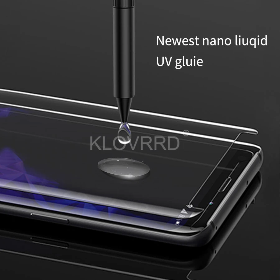 Для Samsung Galaxy S8 S9 S10 плюс Примечание 8 9 S10E УФ жидкости 3D изогнутые полный клей крышка из закаленного Стекло Экран протектор пленка разблокировки
