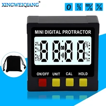4x90 derece İnklinometre Mini dijital iletki büyük LCD elektronik seviye kutusu 4-side manyetik açı bulucu