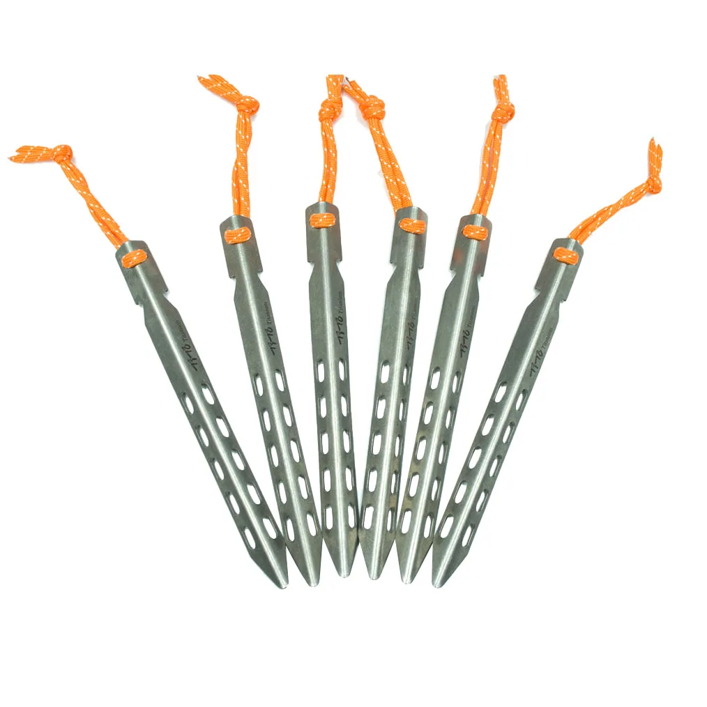ELOS-Tito 6 шт. из титана для палатки Peg V Форма титановый шип ветрозащитный Открытый Кемпинг из титана для палатки ногтей аксессуары из титана для палатки