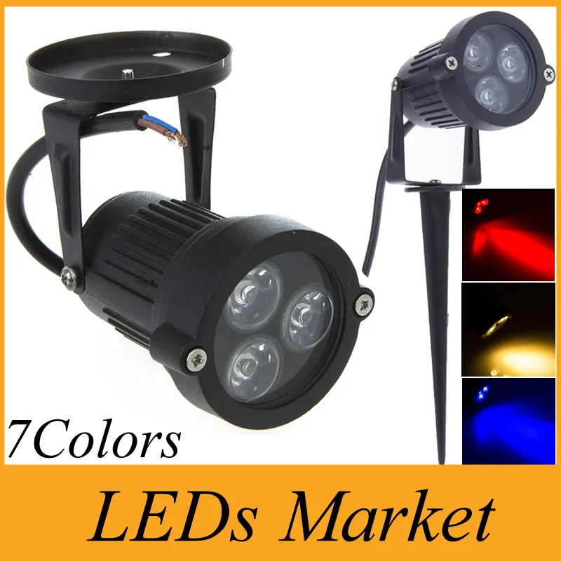

High Power Led Outdoor Landscape Lamp Light 9w 3*3w Led Floodlight Led Lawn Spot Lamp bulb For Garden Park AC85-265V 12V 7colors