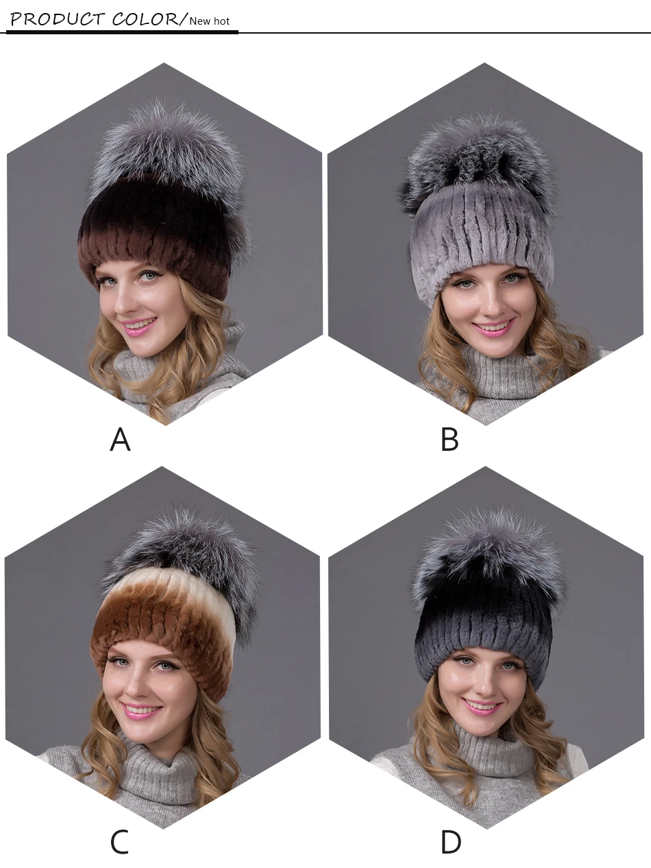 Genuine rabbit plush fox fur ball cap winter ladies fur hooded hat female high quality gift fashion high-end THY-03
