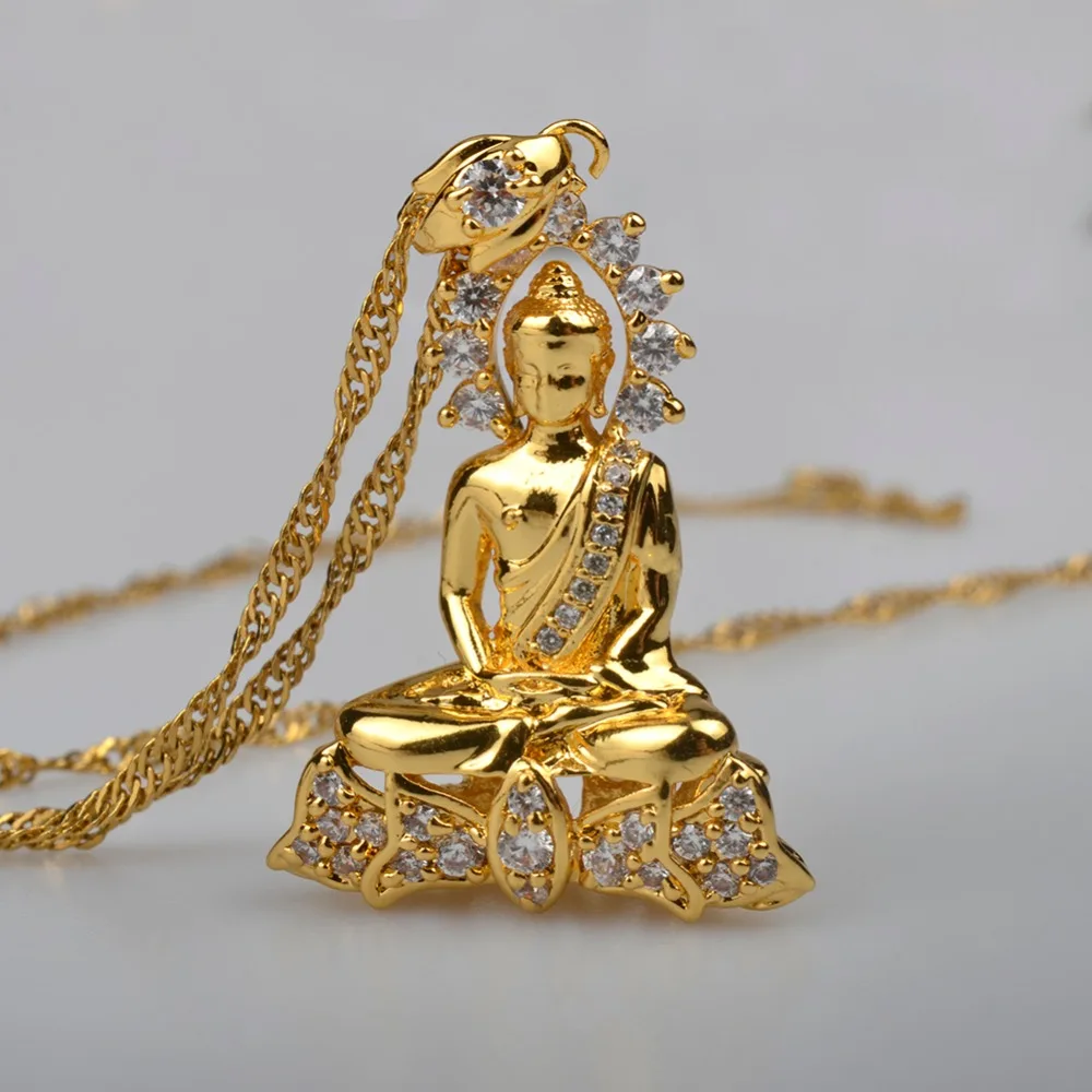Anniyo Камбоджийский Стиль Сад Будда буддистский кулон ожерелья с кубическим цирконием ювелирные изделия Таиланд/Вьетнам/Лаос подарки#048004