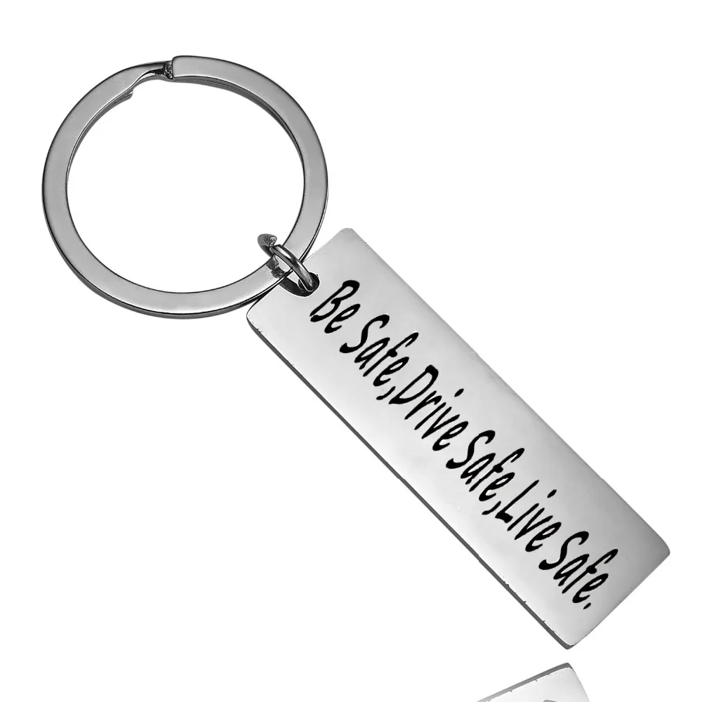 Be Safe Drive Safe Live Safe Dog Tag Charm Keychain Stainless Steel