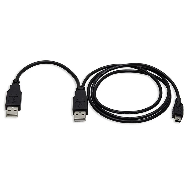 New Profesional Dual USB 2.0 Type A to USB Mini 5-Pin Type B x1 Y Data & Power Cable QJY99