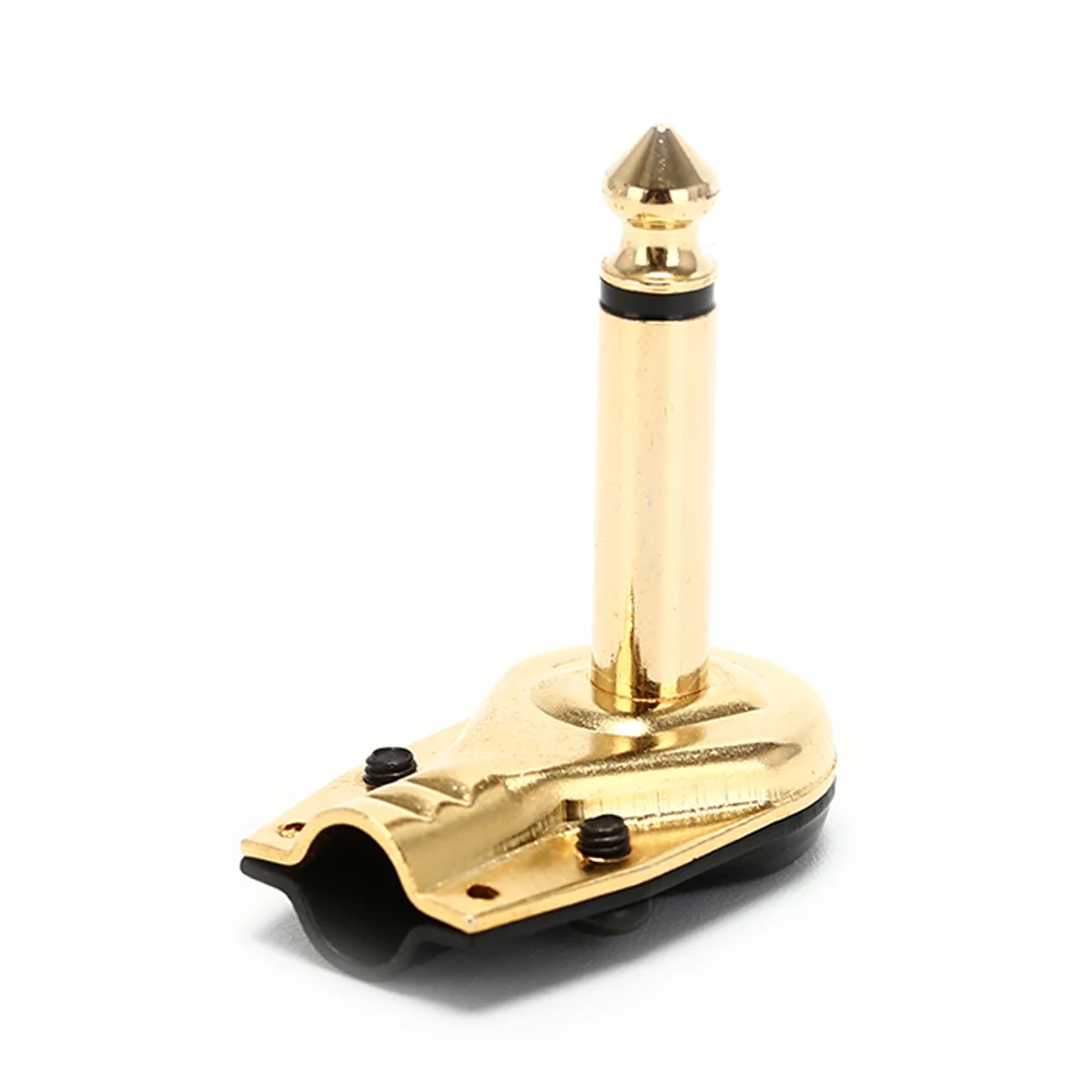 

6.35mm Mono Jack Right Angle Plug Flat Male Guitar Effects Pedal Connector