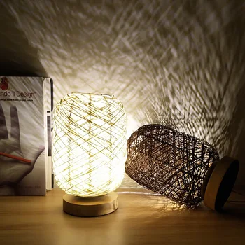 

Rattan Ball Led Table Lamp Living Room Bedroom Bedside Lamp Creative Night Lamp Children Baby Modern Simple Deco Led Desk Lamp
