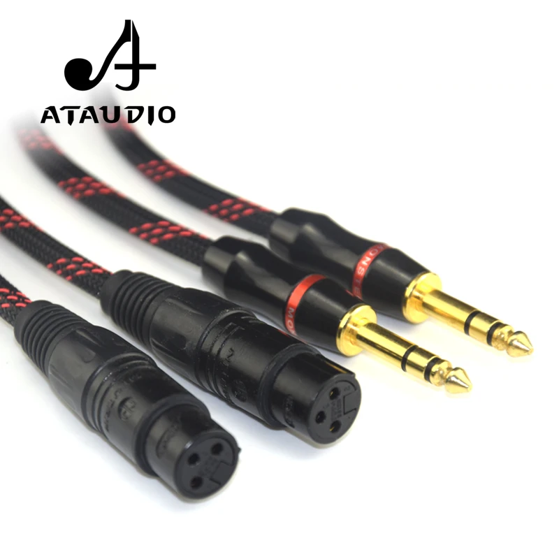 ATAUDIO 1 пара HIFI двойной 6 35 мм к двойному XLR женскому аудиокабелю 4N OFC 5 TRS to 2