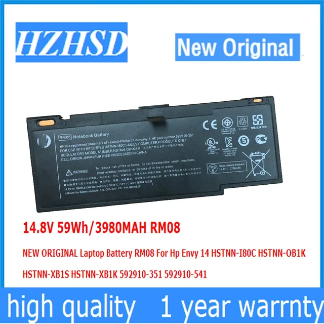 Special Offers 14.8V 59Wh/3980MAH RM08 NEW ORIGINAL Laptop Battery RM08 For Hp Envy 14 HSTNN-I80C HSTNN-OB1K HSTNN-XB1S HSTNN-XB1K 592910-351 Special Offers 14.8V 59Wh/3980MAH RM08 NEW ORIGINAL Laptop Battery RM08 For Hp Envy 14 HSTNN-I80C HSTNN-OB1K HSTNN-XB1S HSTNN-XB1K 592910-351