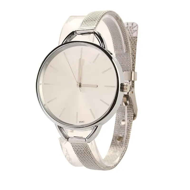 Роскошные золотые серебряные часы-браслет для женщин модные сетчатые часы платье для девочек кварцевые наручные часы для женщин s Reloj Relogio Feminino - Цвет: Серебристый