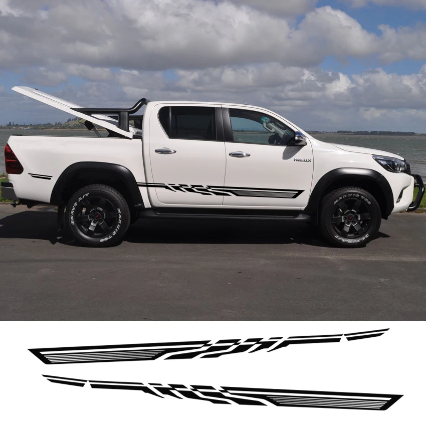 2PC free shipping hilux racing side stripe graphic Vinyl sticker for
