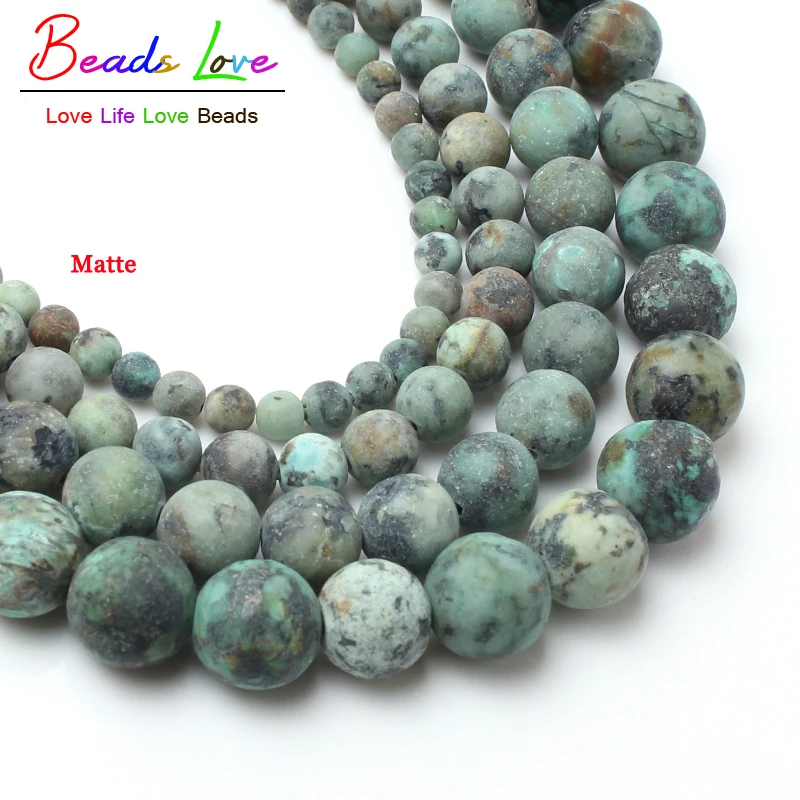 

15inche Naural Dull Polish Matte Africa Turquoise Stone Beads for Jewelry Making 4-10mm Natural Stone Round Beads Free Shipping