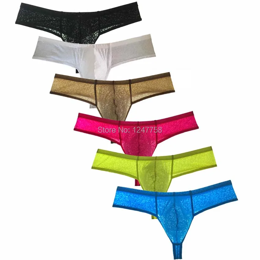 

Sexy Brazilain Bikini Boxers Men Jacquard Lace Bulge Pouch Underwear Guy Boxers