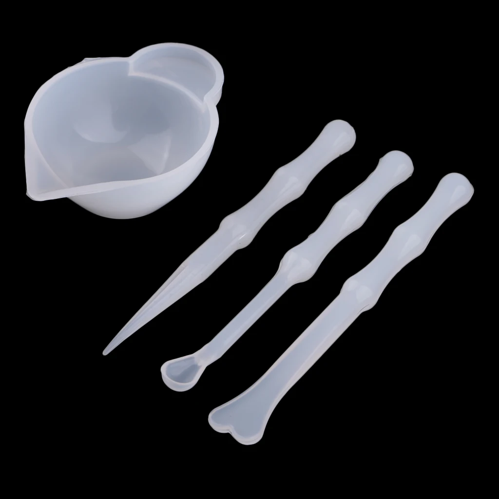 4pcs UV Resin Color Mixing Silicone Cup Mini Silicone Mixing Dish and Stirrers Epoxy Resin DIY Casting Jewelry Craft Tools