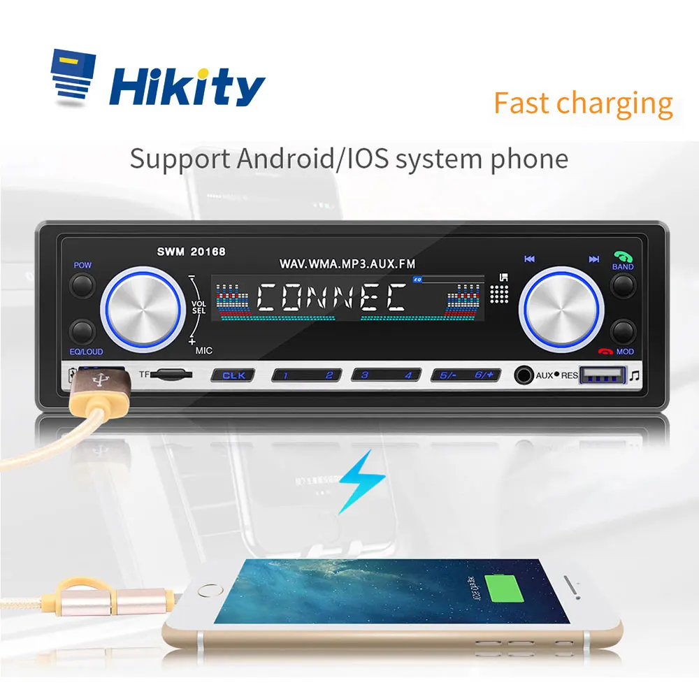 

Hikity 1Din MP3 Player FM Radio Tuner 3'' 1 din Autoradio AUX Input USB Charging Function Wireless Remote Control Radio Stereo