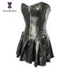 size s to 6xl zip up women corsets & bustiers sexy dress slimming body shapewear faux leather corset top with mini skirt 829# ► Photo 2/6