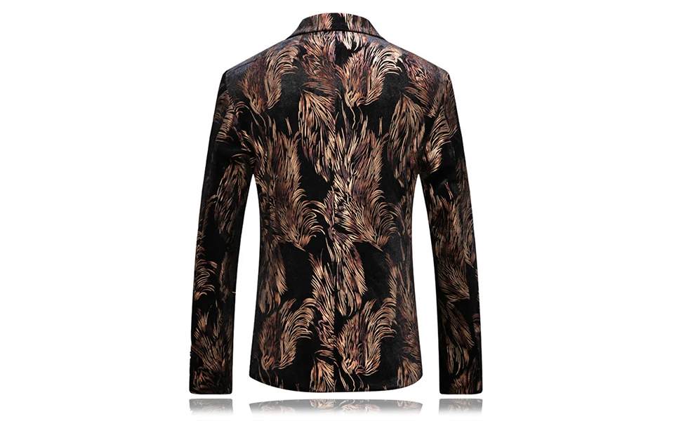ZIOLOMA для мужчин Стильный цветочный принт одна кнопка Slim Fit Зубчатый нагрудные карман с клапаном Блейзер, пиджак, пальто