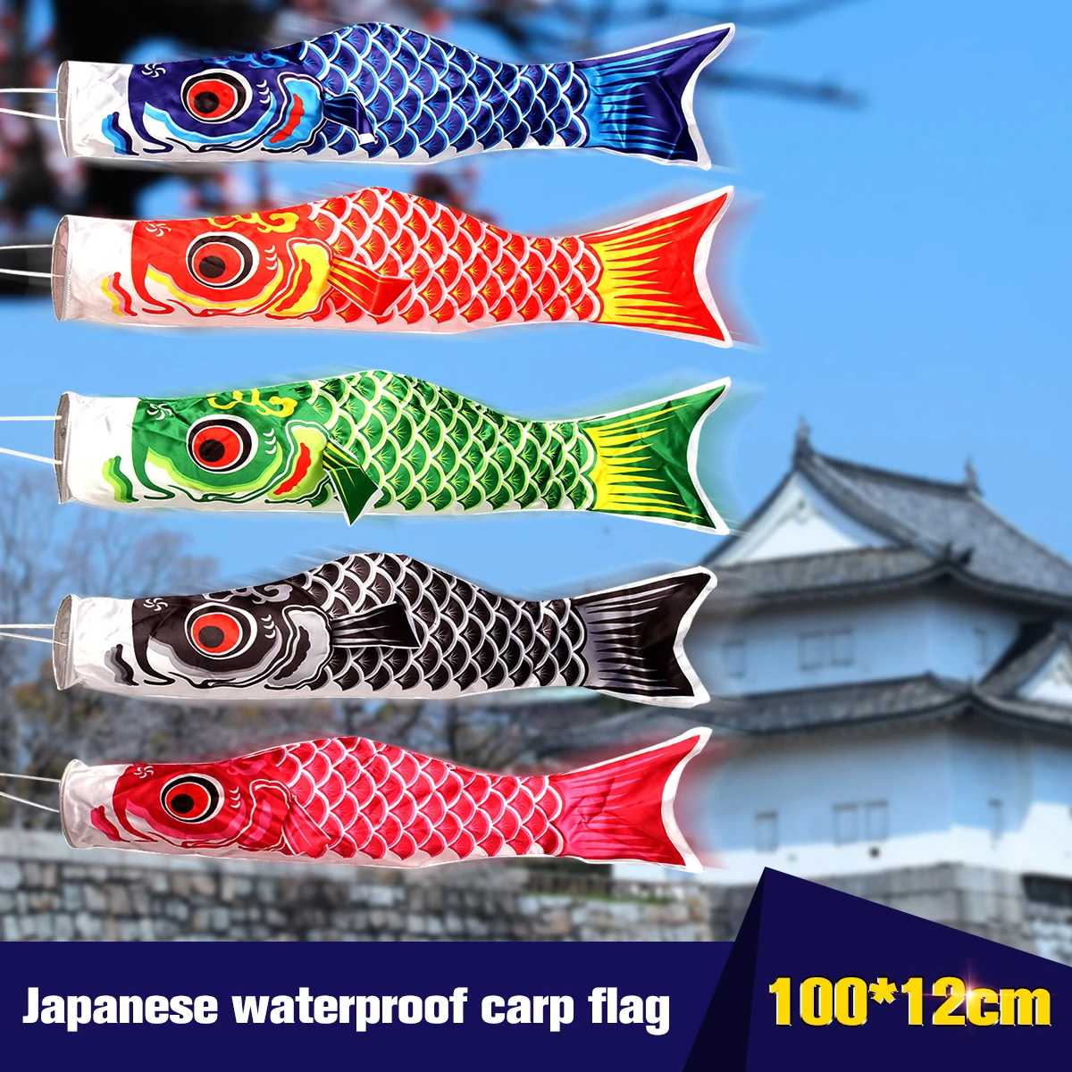 

5 Colors 100cm Waterproof Japanese Carp Flag Windsock Streamer Hanging Fish Flag Decor Kite Koi Nobori For Children