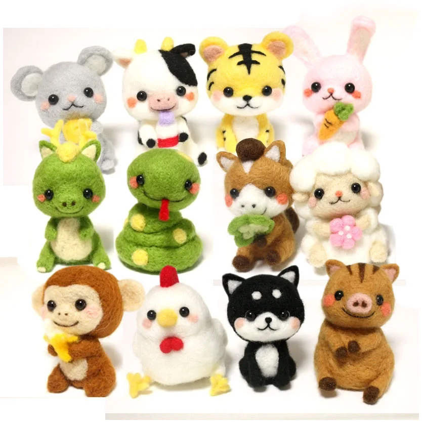 

The Chinese Zodiac wool needlepoint kit wool felt needle felting pendant craft needlecraft DIY handmade