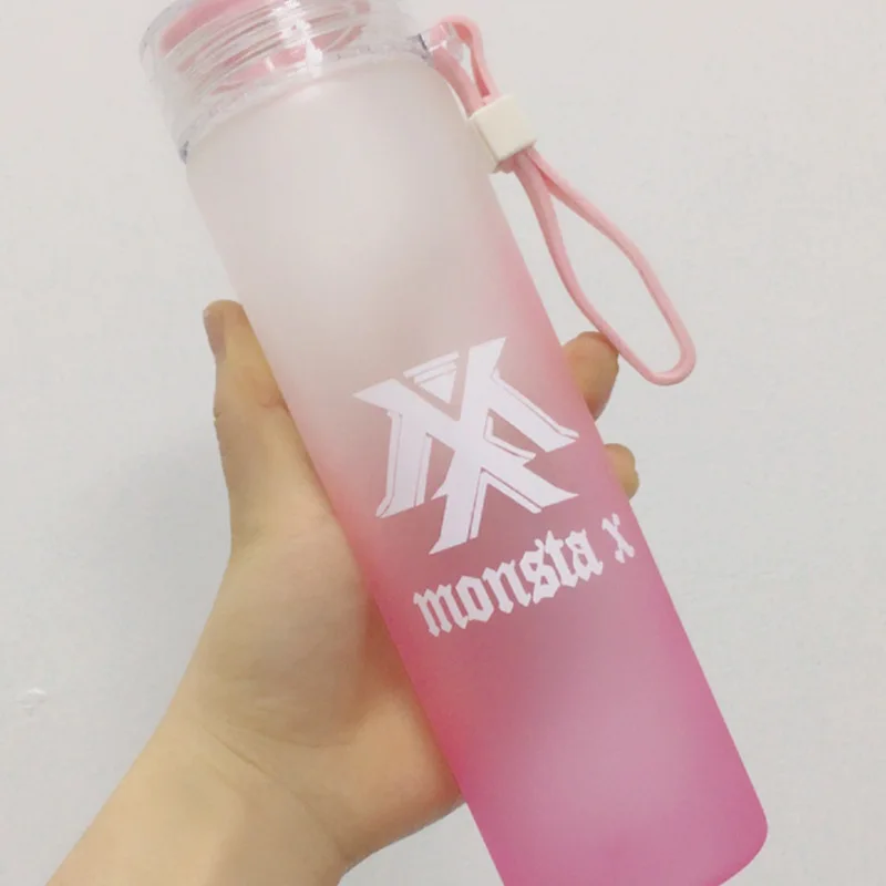 Kpop MONSTA X летняя градиентная матовая стеклянная бутылка свежесть письмо лимон чашка стеклянные бутылки