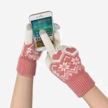 Evrfelan принт зимние вязаные перчатки полный палец зимние перчатки с сенсорным экраном варежки для женщин женские