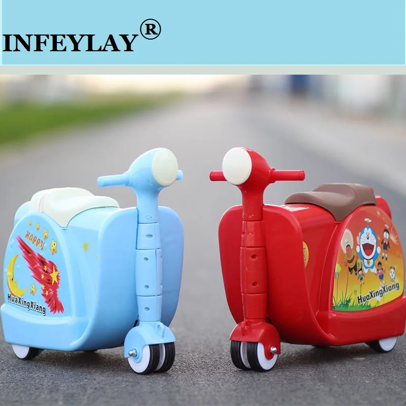 

HOT creative Travel locker boy girl baby Toy box cute luggage suitcase Pull rod box Can sit ride Check box child Holiday gifts