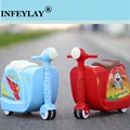 HOT creative Travel locker boy girl baby Toy box cute luggage suitcase Pull rod box Can sit ride Check box child Holiday gifts