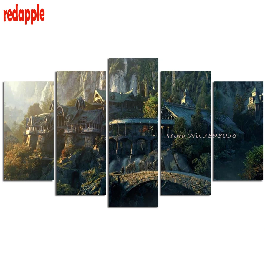 

5D DIY Diamond painting Cross stitch Castle Fantasy Diamond embroidery Landscape Full square Diamond mosaic scenic 5pcs Painting