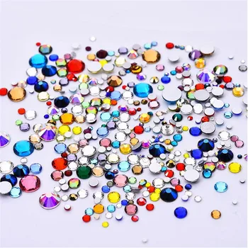 

High Quality Mix Colors Mix Sizes Crystal Glass Non Hotfix Flatback Nail Rhinestones For DIY Nails 3D Nail Art Decorations Gems