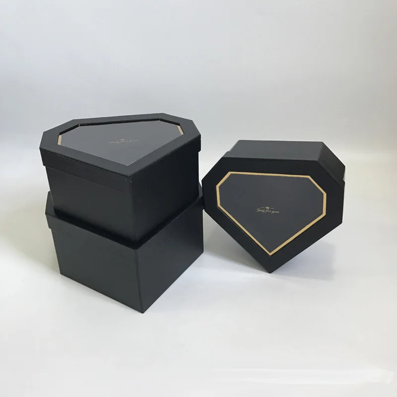 Black 3 шт./компл. окна бриллиант в виде подарочной коробки цветка Yongsheng Цветочная коробка Подарочная коробка для флористическая Подарочная вечерние коробка, свадьбы, рождества, украшение - Color: Black