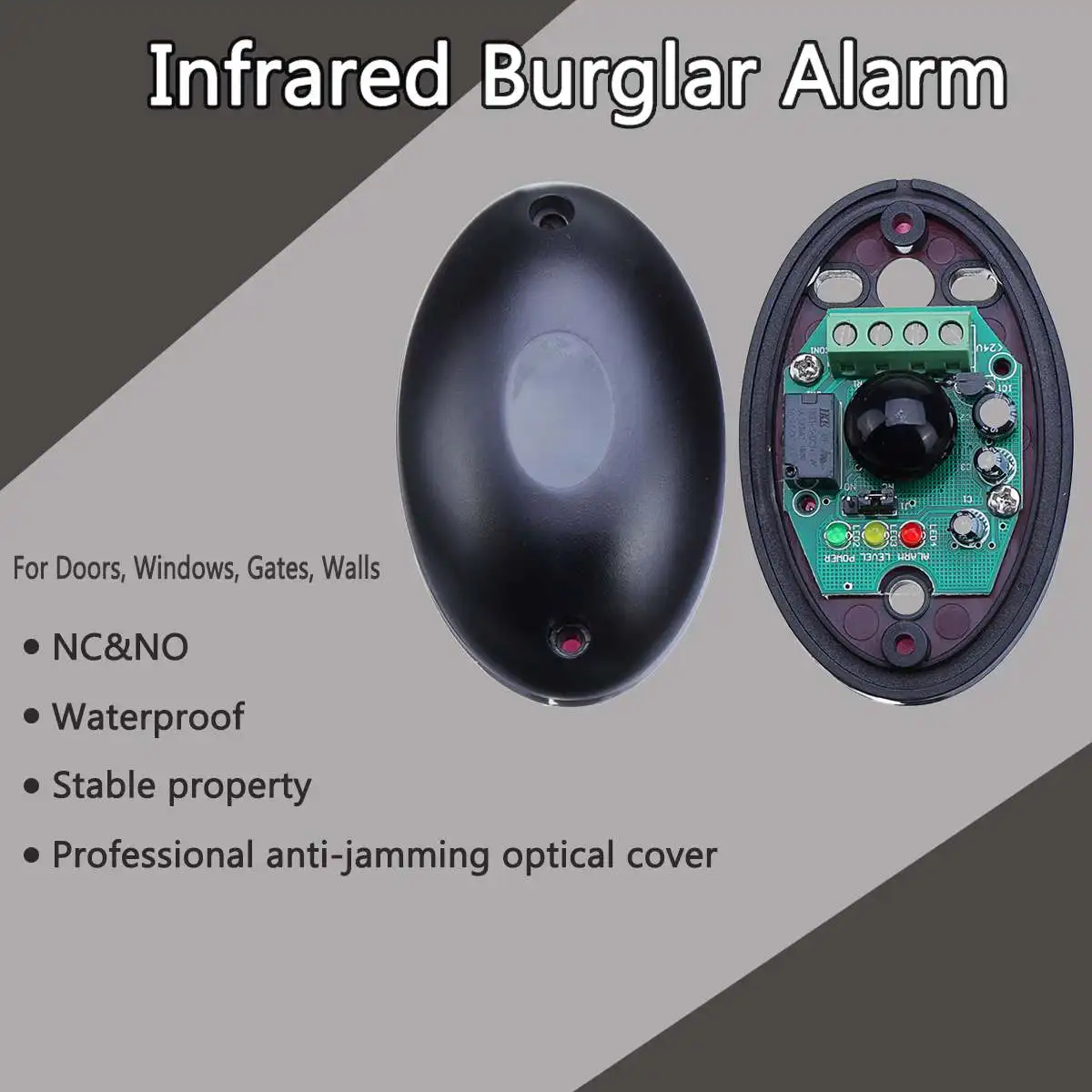 

12/24V Single Infrared Beam Sensor Ray Counter Detector Signal Control Sensor Burglar Alarm For Gates Automatic Doors Detector