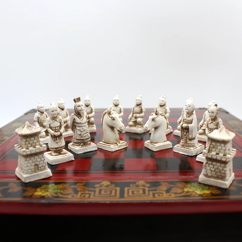 High-end Vintage Chinese Terracotta Chess Board Games Set Gift for Friends 